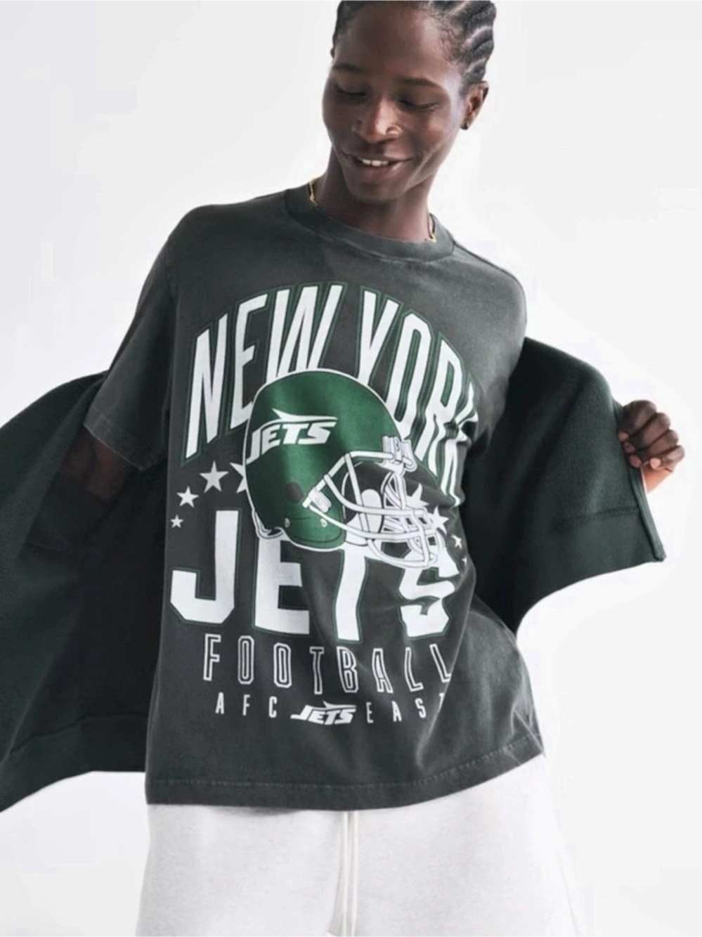 Abercrombie & Fitch New York Jets Vintage-Inspired Graphic Tee Black & Green